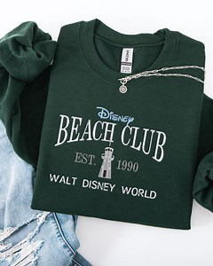 Embroidered WDW Beach Club Sweatshirt: Beach Club Resort Established 1990 Shirt - Etsy