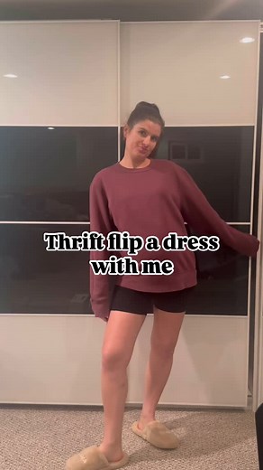 Garbage bag turned cute maternity dress! #thriftflip #learningtosew #belteddress #maternitydress #maternitywear | Designs by Kylie