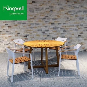 [Hot Item] Modern Bistro Garden Furniture Aluminum Outdoor Stackable Dining Table Set