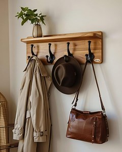 Handmade Timber Coat Rack Shelf, 4 X Cast Iron Hooks, Free Engraving - Etsy Australia