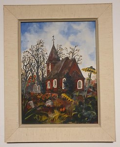 Vintage Oil Painting Church Landscape Signed 1961 Framed European Chapel Scene Mid Century Original Canvas Wall Art Livingroom Bedroom Floor - Etsy