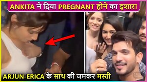 From a long time it's been reported that #AnkitaLokhande is pregnant but till now she has not confirmed the news. Ankita Lokhande is currently in Dubai with her husband Vicky, Arjun Bijlani & Erica Fernandes. #ArjunBijlani shared a video on his Instagram where Ankita gave a hint about her pregnancy. | Telly Masala