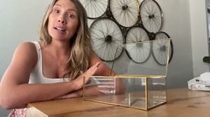 Vintage Glass Jewelry Box Keepsake Box with Hinged Lid, Clear Rectangle Storage Box Great for Storage Trinket/Jewelry/Card/Photo,Gift for Birthday Wedding-GCB009-Large