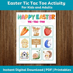 Easter Tic Tac Toe Printable Game | Pastel Easter Board Game for Kids | Bunny Egg Carrot Tic Tac Toe | Classroom & Family Activity PDF - Etsy Australia