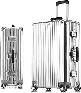 Large Suitcases PC+ABS Zipperless with Spinner Wheels Suitcase Hard Shell Suitcase Carry on Luggage TSA Approved Silver,Silver,26IN
