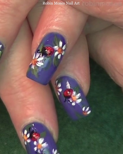 5.1K views · 160 reactions | ...they bring May flowers!! ✨鹿 #mayflowers #nailartdesign #springnails #robinmosesnailart #nailartbrushes #satisfyingvideo #nailarttutorial | Robin Moses Nail Art | Facebook