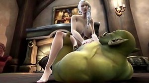 Cute Blonde Chick Rides Orc Warcraft Parody