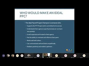 Payroll Project Champion: Informational Webinar, Jan. 21, 2021
