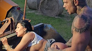 Colombian tourist fucks Italian farmer on a tractor - Mariana Martix & Luca Peracchi