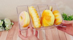 8 Pcs Pantry Organizers Bins, Clear Plastic Stackable Snack Storage Containers with 3 Dividers for Kitchen Cabinet Fridge Shelf Organization, 4 Compartment Holder