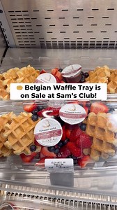 🧇 YUM! This Belgian Waffle Tray is on SALE! This tray is perfect for brunch and includes belgian waffles, maple syrup, and fresh strawberries and blueberries. Just $4.98/lb through May 31st. 🫐 #samsclub #belgianwaffle #brunchtime | Sam’s Club Lovers