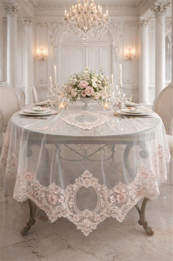 Ivory Tulle and Lace Tablecloth – Handmade – for Square and Rectangular Tables – Romantic Elegance - Etsy
