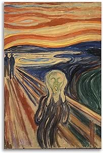 King Gift The Scream Painting Poster - Edward Munch Wall Art Abstract Modern Canvas Prints Artwork for Room Wall Decor Unframed (The Scream,12x18inches/30x45cm)