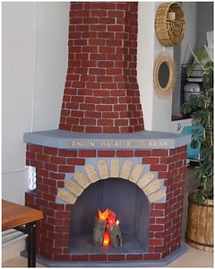 DIY cardboard faux fireplace!🔥🔥 | Creative Bee