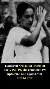 Sirimavo Bandaranaike: World’s First Woman Head of State On July 21, 1960 Sirimavo Ratwatte Dias Bandaranaike, took over as Prime Minister of Sri Lanka, becoming world's first woman head of government. #SirimavoBandaranaike #FirstWoman #Sirimavo #PrimeMinister #SriLanka #LeaderofSriLanka #FreedomParty #SLFP #MIG | Media India Group