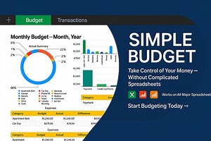 Monthly Budget Template (excel   Apple Numbers | Automatic Charts | Drop-down Categories | Transactions Tracker) - Etsy