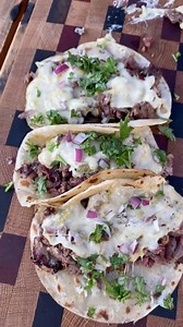 Smoked beef rib tacos with queso fundido | Miguels cookingwithfire