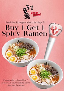 A special promo for all Reveluvs watching this Sunday! 🩷💛🩵💚💜 Check out Uma Uma PH BUY 1 GET 1 Spicy Ramen 🍜 Please make sure to show our team your ticket before you avail the promo. We can’t wait to see you all! Happiness! #SMaisonBites #EverythingsHereAtSM | S Maison at Conrad Manila
