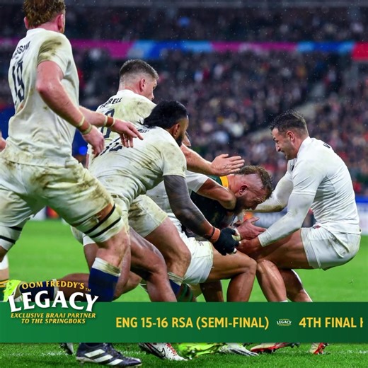 The Springboks steal the show! 🇿🇦🏉 With a hard fought 15-16 victory over England, the Springboks dug deep and left it all on the field 🔥 𝐄𝐗𝐂𝐋𝐔𝐒𝐈𝐕𝐄 𝐁𝐑𝐀𝐀𝐈 𝐏𝐀𝐑𝐓𝐍𝐄𝐑 𝐓𝐎 𝐓𝐇𝐄 𝐒𝐏𝐑𝐈𝐍𝐆𝐁𝐎𝐊𝐒 #FreddyHirsch #OomFreddysLegacySpice #StrongerForever #BokkeBraai #Springboks #TastesLikeHome | Freddy Hirsch