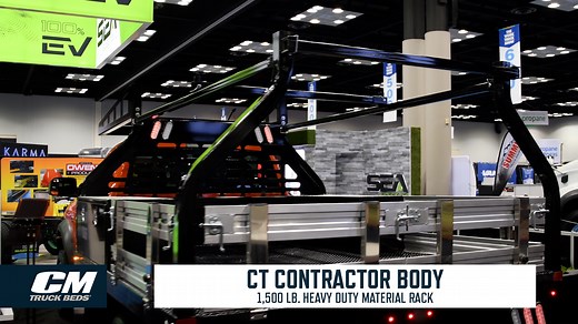 CT Contractor Body l 1,500 lb. Heavy Duty Material Rack Stop by booth 721 at NTEA - The Association for the Work Truck Industry #WorkTruckWeek and check out our heavy duty material rack on our contractor body. This rack is designed to make today's tradesman or contractor more efficient and safer with a bunch of great features: - 1,500 lb. Capacity Material Rack - Forklift Ready with Swinging Crossmembers - Removable Crossmembers with Clevis Pins - Heavy Duty Cab Protector For more information, p