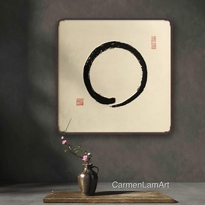 Zen Circle Enso in — ORIGINAL HANDWRITTEN PAINTING, Traditional Ink Rice Paper, Abstract Meditation Zen Art, Feng Shui Energy Painting - Etsy