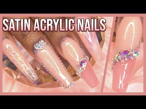 Acrylic Nails Tutorial - How To Encapsulated Satin Bling Nails - with Nail Forms