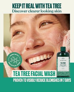 Our Tea Tree range keeps it real when the most predictable thing about your skin is its unpredictability. 🫶🏻✅ Made with Community Fair Trade Tea Tree Oil from Kenya and enriched with Salicylic Acid, these greens help your oily, blemish-prone skin reach its clear goals.​ 🌿Contains more than 90% ingredients of natural origin​ 🌿Certified by The Vegan Society​ 🌿Dermatologically tested​ Shop via link: https://bit.ly/FB_ShopTeaTree, in-store, call on 91-7042004412 [The Body Shop India, Tea Tree, 