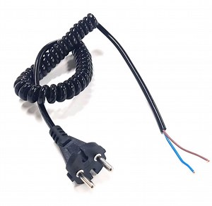 [Hot Item] 2 Pin EU Plug to Strip End Spiral Coiled Cable Power Cord for Device