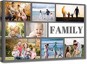 LZIMU Collage Canvas Prints with Your Photos Custom Multi Pictures for Wall Personalized Customized Collage Photo Gifts Home Decor Framed (collage-1, 12.00" x 18.00")