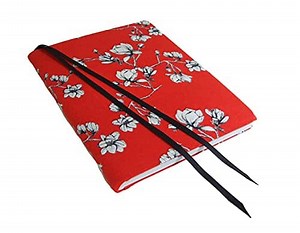Composition Notebook Cover Refillable in Magnolia Red Stretch Fabric, Floral Composition Notebook Journal Cover for Standard Composition Books 9.75x7.5 (Adults)