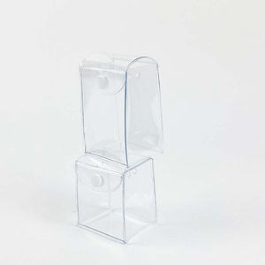 [Hot Item] Custom Clear PVC Square Mini Keychain Bag Oin Purse Gift Bag with Plastic Button Closing