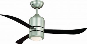 AireRyder Deckenventilator Loft mit Beleuchtung und Fernbedienung, Gehäuse Nickel satiniert, Flügel schwarz, 112 cm, FN51134