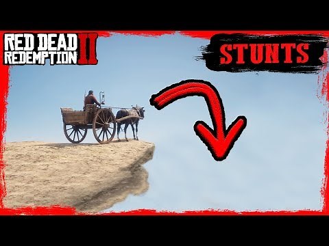RDR2 Horse ragdolls stunts Funny physics / jumping off the cliffs with stage wagon Gameplay