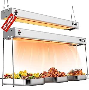 PYY Food Heat Lamp - 35 Inch 86-176°F/30-80°C Aluminum Overhead & Hanging Food Warmer Lamp Strip Food Warming Lamp Heater Electric Commercial Food Heat Lamp for Catering Kitchen Restaurant Buffet 750W