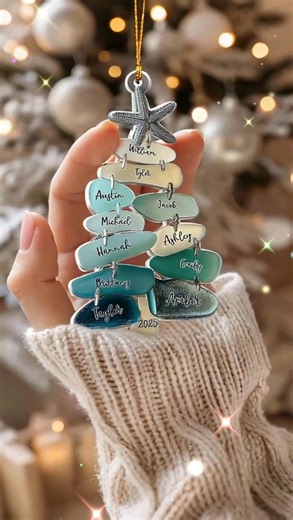 Sparkle together with a personalized sea glass family tree ornament 🌊🎄 | Uniquecrafteriris-qu7