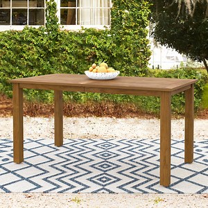 Dycanpo 6-Person Outdoor Dining Table, Weather-Resistant Rectangle Patio Table, 60x32x30in, Teak