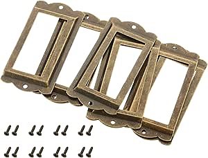 MroMax 3.35"x1.65" (LxW) Iron Label Frame 85x42mm Tag Name Card Label Holders Without Mounting Screws for Office Library Furniture Card File Cabinet Bronze Tone 8Pcs
