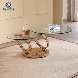 [Hot Item] Modern Rose Golden Stainless Steel Double-Deck Convertible Coffee Table