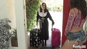 Slutty Teen Lesbian Fingering and Toying With Her Nun Stepsis Before 69ing