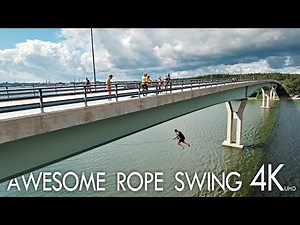 Awesome Rope Swing off a 60ft Bridge - 4K