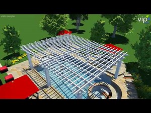 18' x 32' Custom Fiberglass Pergola Over Pool