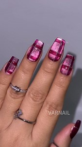 18K views · 4.6K reactions | ✨Easy Plaid Scarf Cat Eye Nails for...
