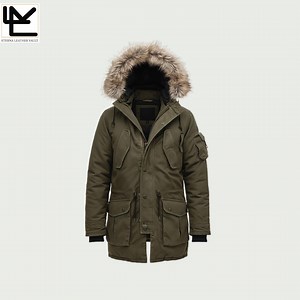 Mens Olive Green Leather Parka: Faux Fur Hooded Winter Coat - Etsy