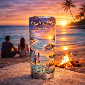Emballage pour gobelet Poipu Beach Park 20 oz Skinny Kauai Hawaii Beach PNG Coucher de soleil tropical océan Wrap Sublimation - Etsy France
