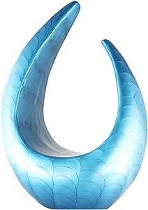 Unique Sailing Boat Shape Decorative Urns, Funeral Cremation Urns for Human Ashes - Display at Home or in Niche at Columbarium, Made of Aluminum Urn for Ashes Adult Male & Female, Blue Texture - Large