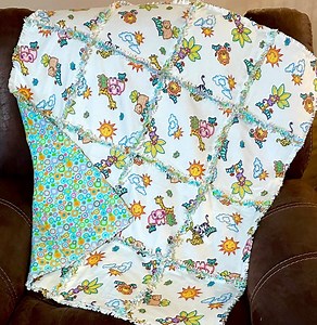 Noah's Ark Animal Rag Quilt or Quilt Kit Double Flannel Receiving Blanket Approx 33x38 Unisex, Zoo, Elephant Zebra, Monkey Giraffe, Sunshine - Etsy