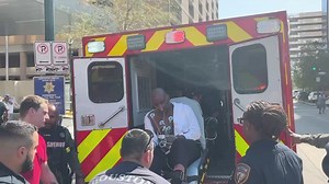 GOINES RUSHED TO THE HOSPITAL: What a scene outside the Harris County criminal courthouse. Today, former HPD officer Gerald Goines may have been sentenced for murder. Instead, he fell ill and was rushed to the hospital. https://abc13.com/post/harding-street-raid-trial-closing-arguments-penalty-phase-convicted-murderer-former-hpd-officer-gerald-goines-begin/15388881/ | ABC13-Nick Natario