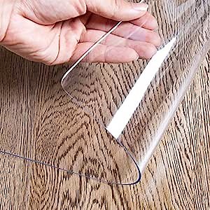 OstepDecor Clear Table Protector, 48 x 90 Inch Clear Table Cover Protector, 1.5mm Thick Table Protector for Dining Room Table, Clear Plastic Tablecloth Protector, Clear Table Pad for Wood Grain 8ft