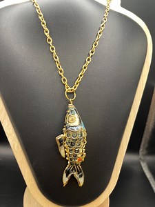 Cloisonne Koi Fish Articulated Movable Charm Pendant Vtg Enamel With Goldtone Chain - Etsy