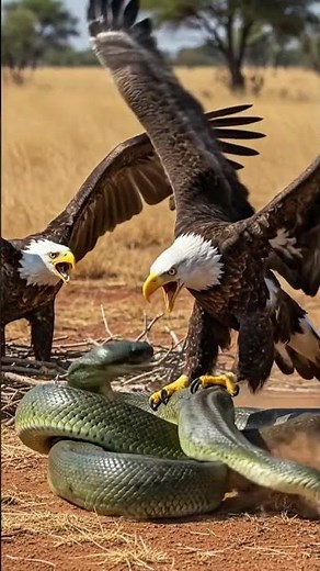 Clash of Titans: Bald Eagle Versus Python! #Wildlife #NaturePhotography #BaldEagle #Snake #Predator